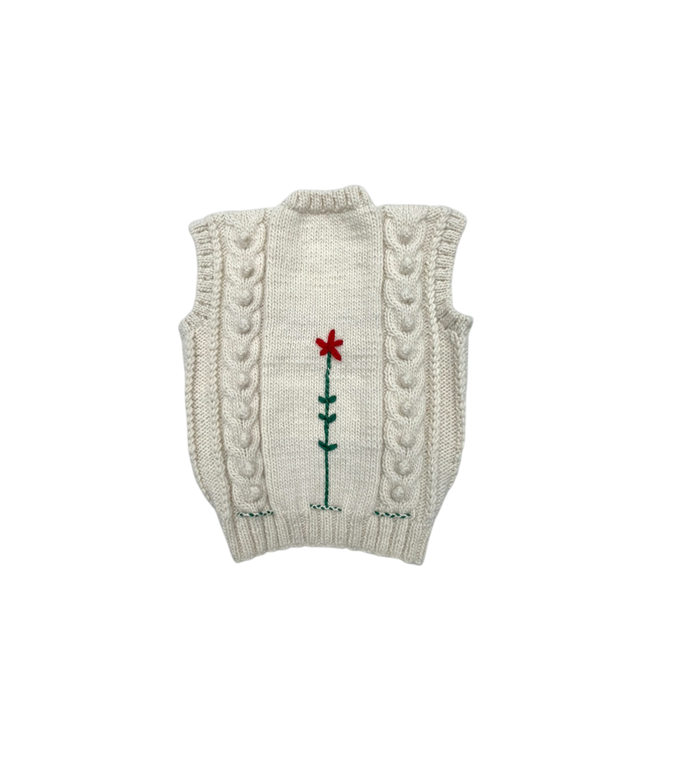 Flower Hand-Knitted Merino Wool Vest