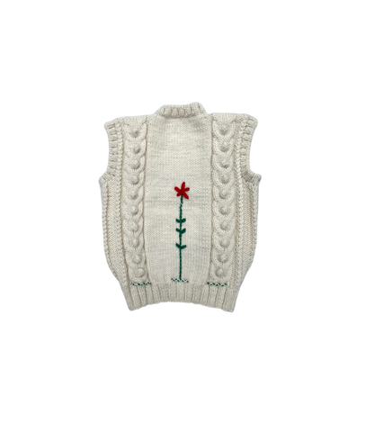 Flower Hand-Knitted Merino Wool Vest