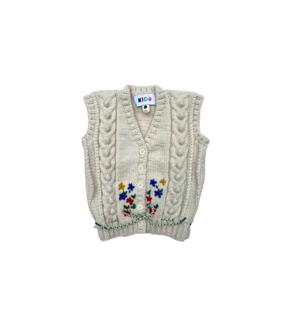 Flower Hand-Knitted Merino Wool Vest